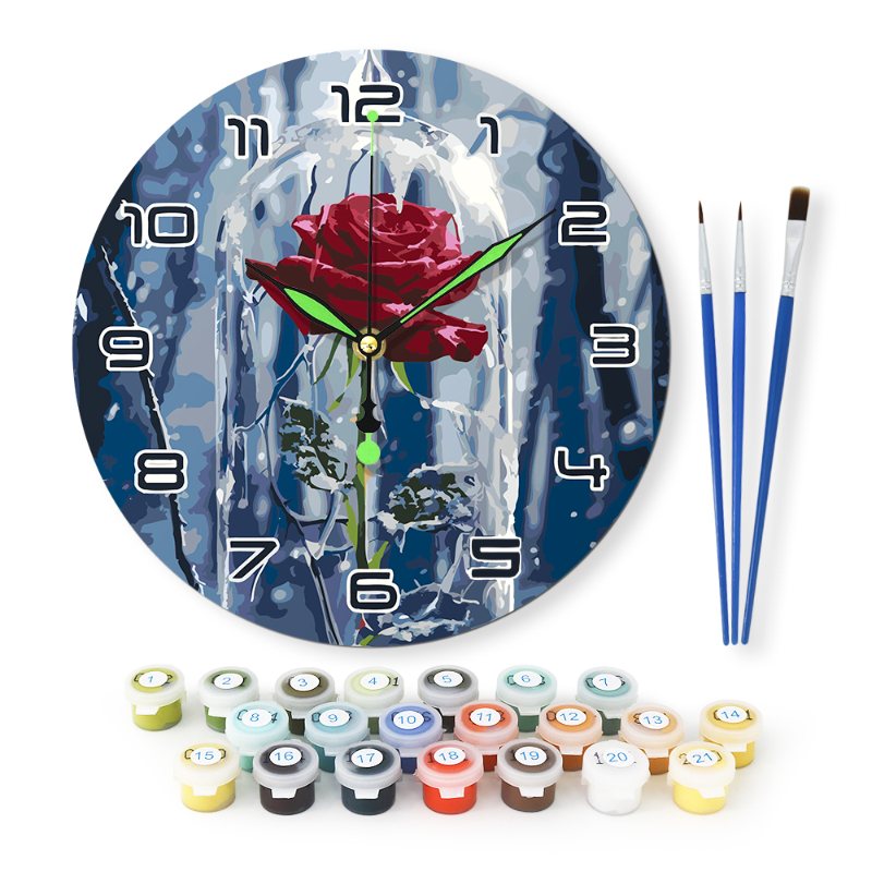 Romantic Rose in a Glass Clock