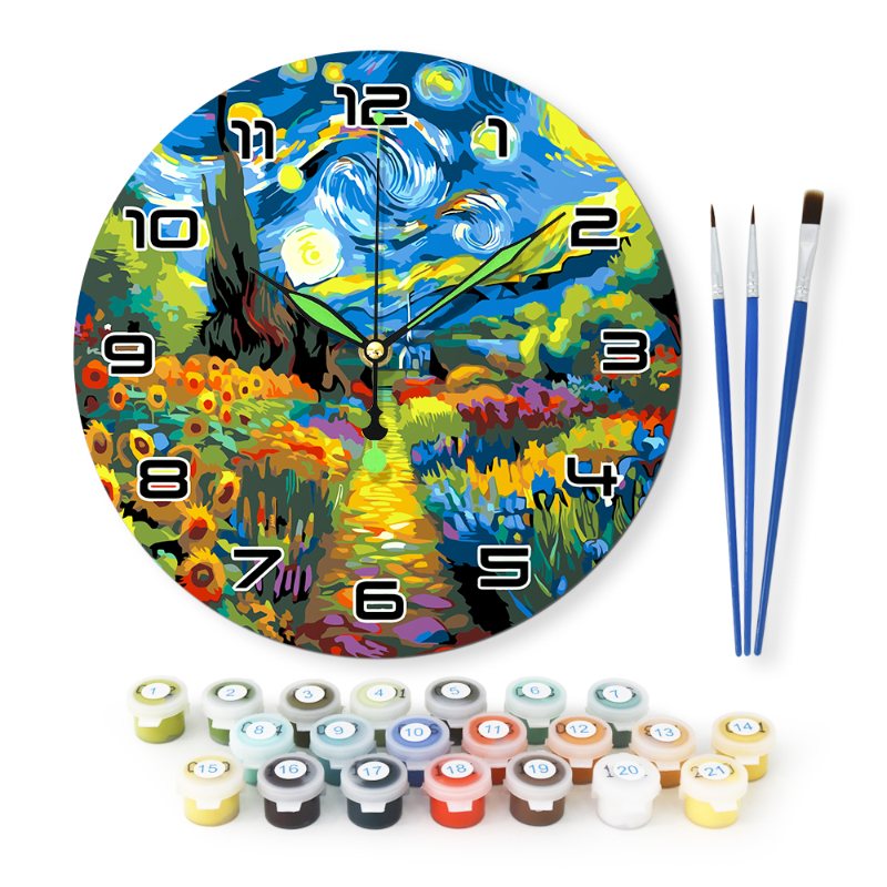 Starry Night & Blossoming Fields Clock