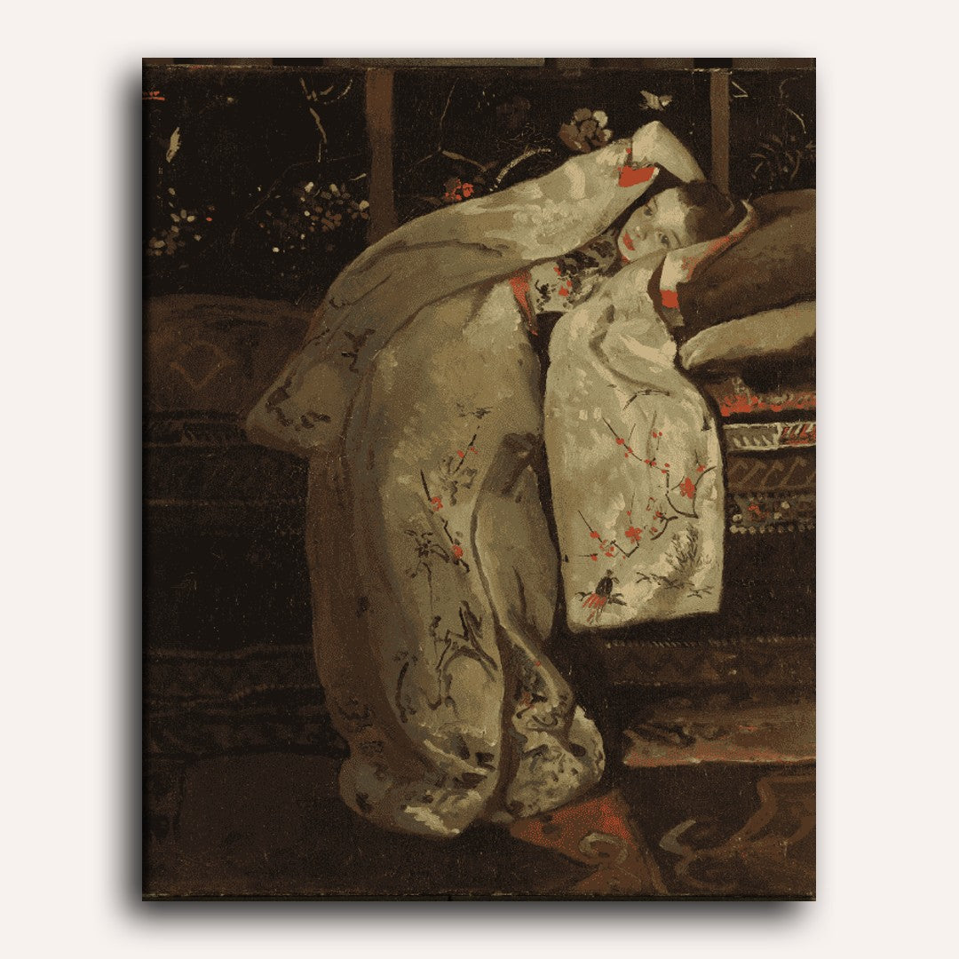 Graceful Girl in a White Kimono