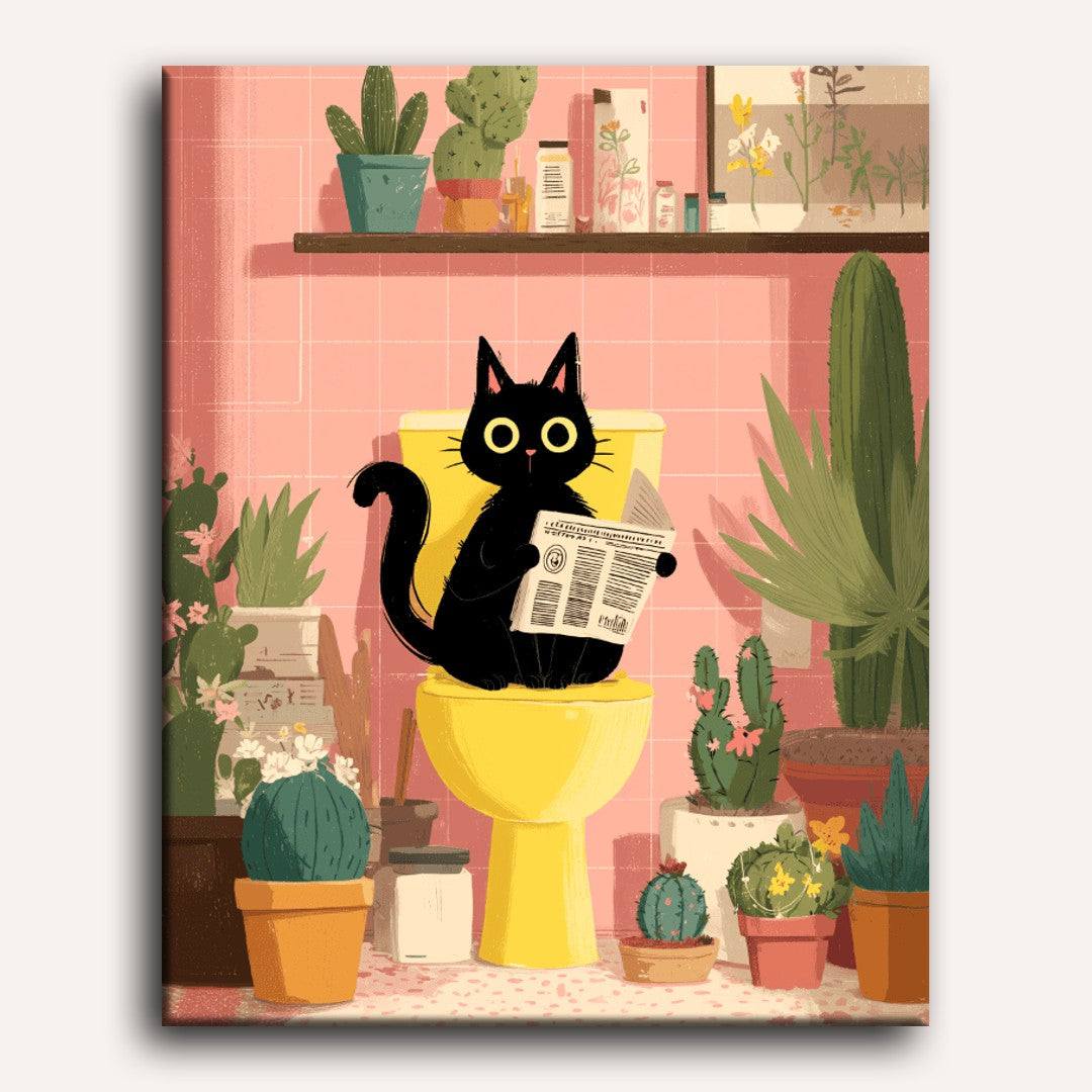 Toilet Time Kitty | Paint by Number