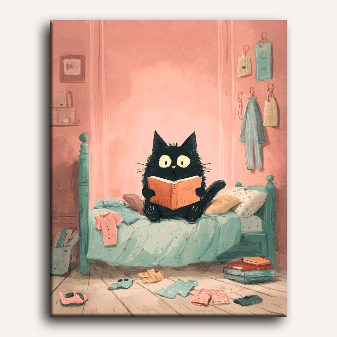 Cozy Night with a Black Cat | Paint by Number