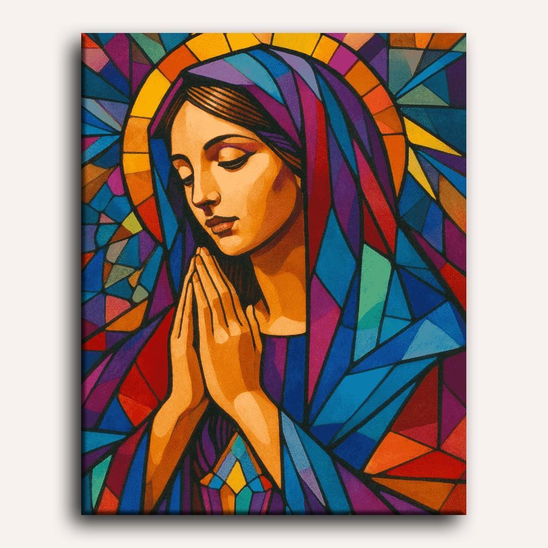 Stained Glass Mary: Sacred Scene