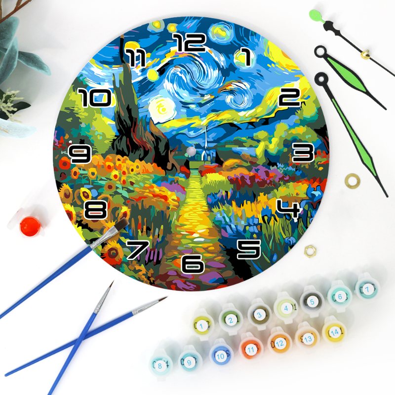 Starry Night & Blossoming Fields Clock