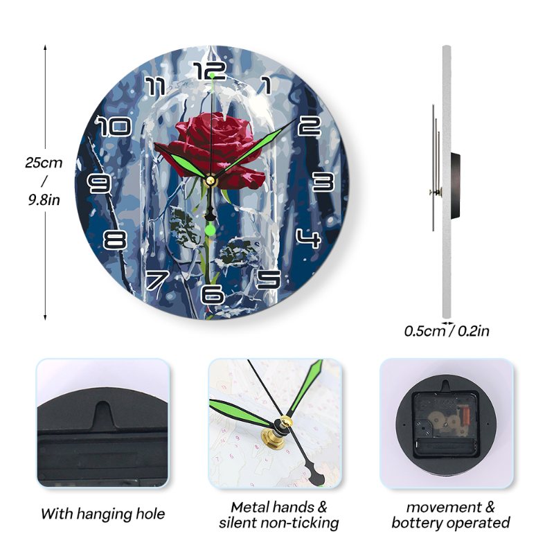 Romantic Rose in a Glass Clock