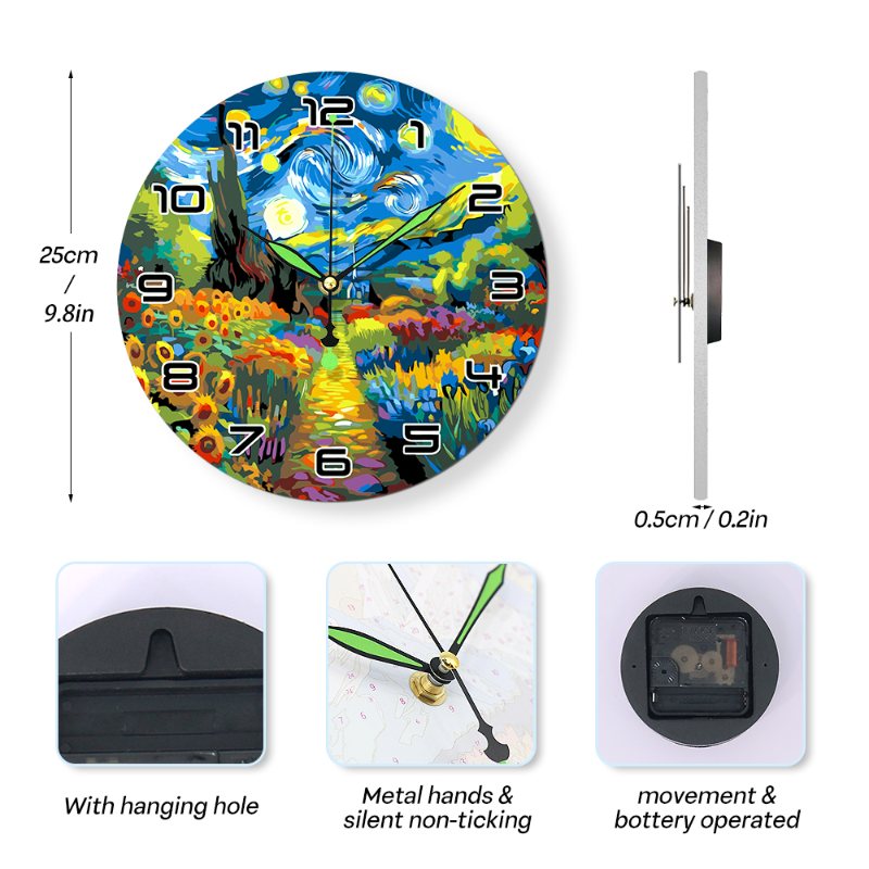 Starry Night & Blossoming Fields Clock
