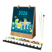 Elegant Cocktail Art Desk Calendar 2026