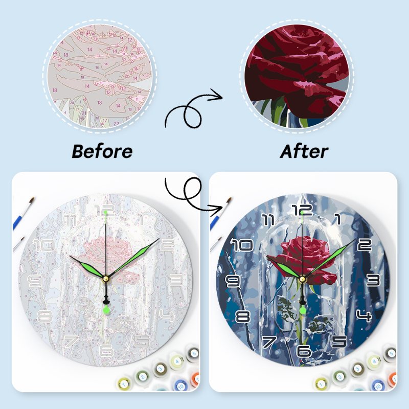Romantic Rose in a Glass Clock