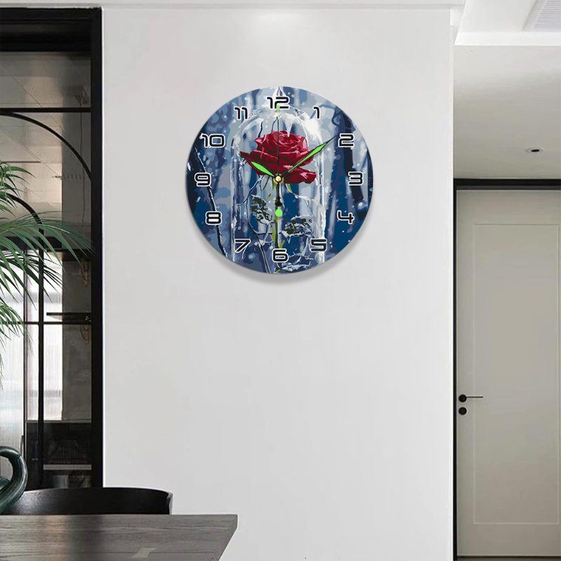 Romantic Rose in a Glass Clock