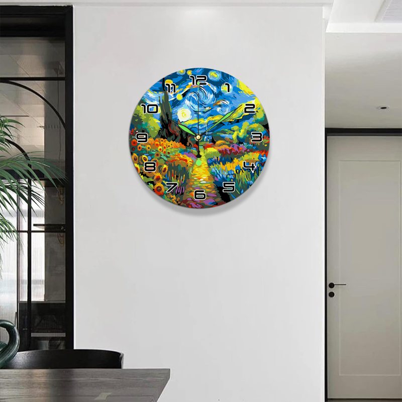Starry Night & Blossoming Fields Clock