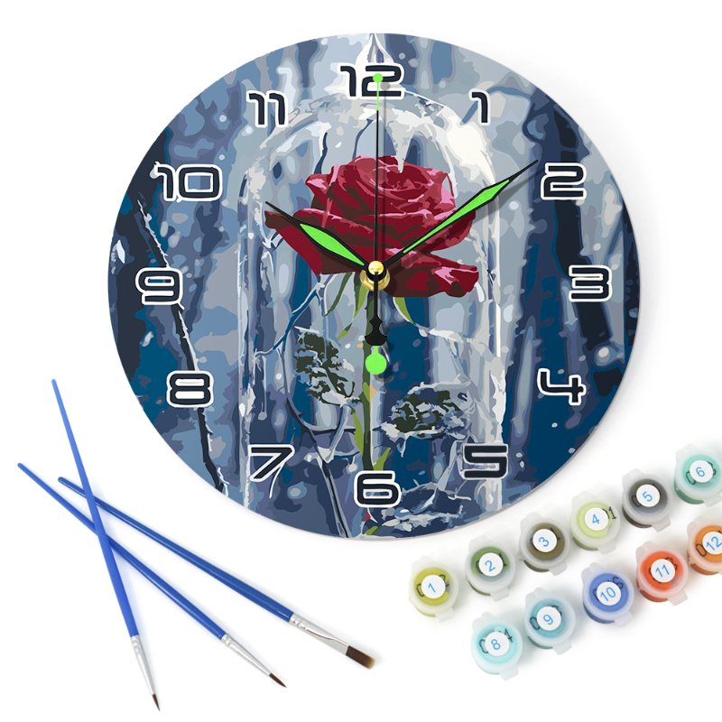Romantic Rose in a Glass Clock