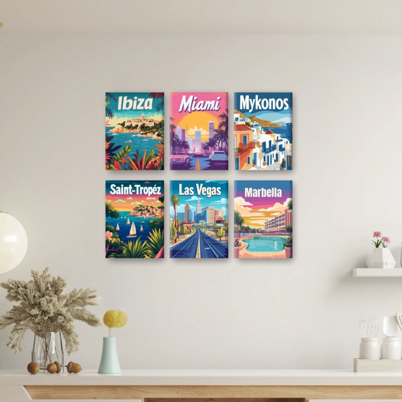 Vibrant Travel Postcards Set