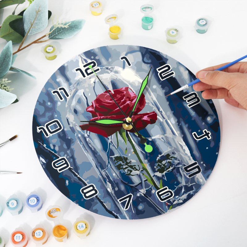 Romantic Rose in a Glass Clock