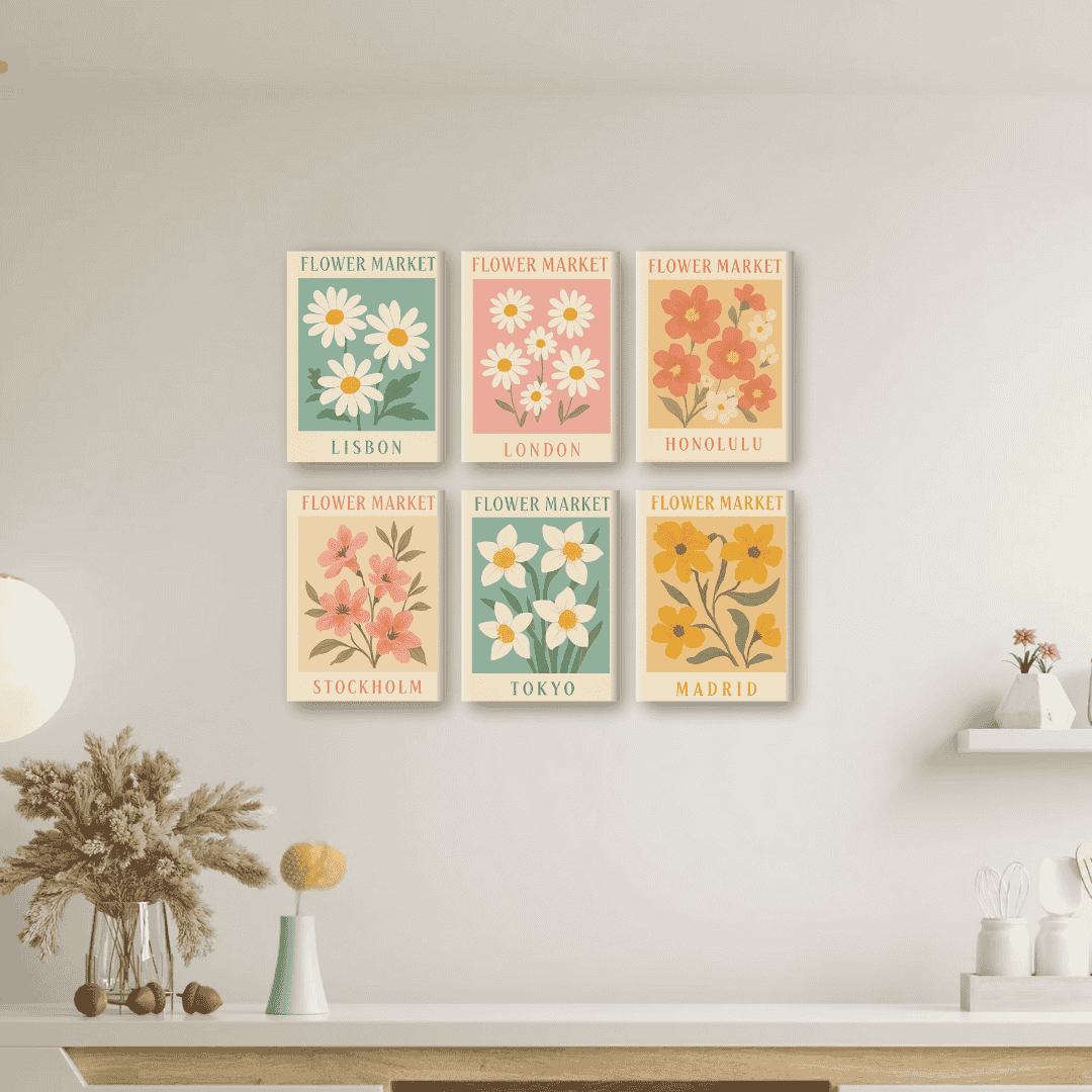6 Mini Floral Market Scene
