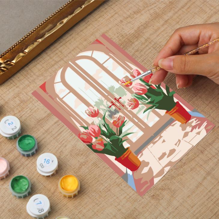 Tulip Escape: Vibrant Door Scene