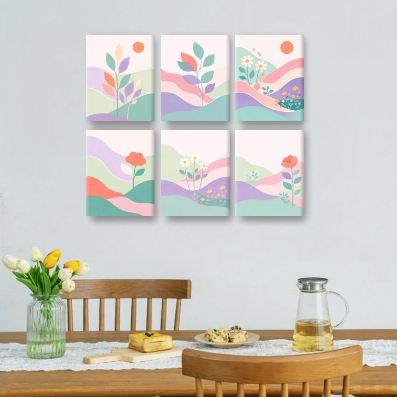 6 Mini Paintings - Pastel Dreamscapes