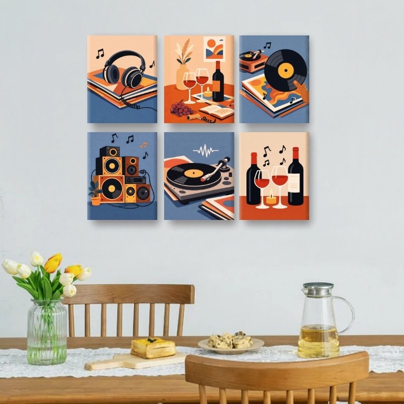 6 Mini Paintings - Melodies & Merlot