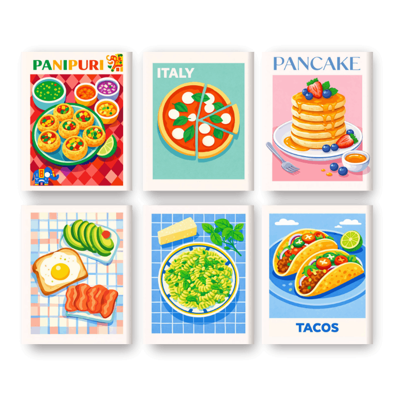 6 Mini Paintings - Tasty Favorites