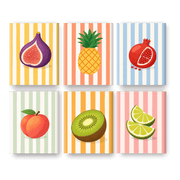 6 Mini Paintings - Colorful Fruit Stripes
