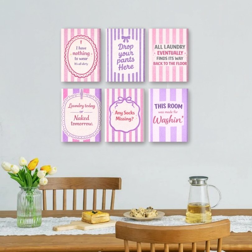 6 Mini Paintings - Laundry Room Quotes