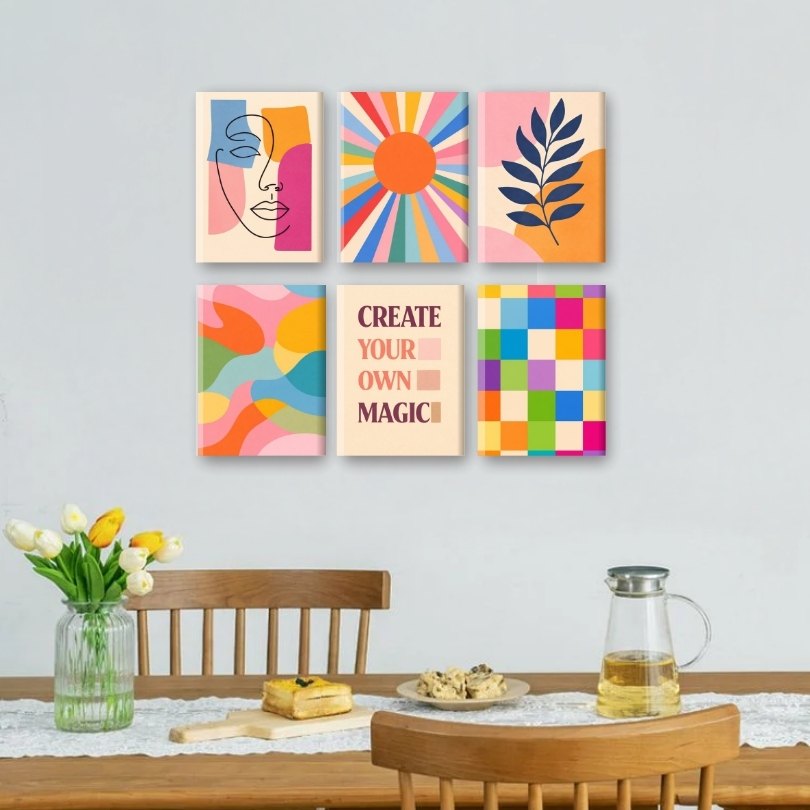 6 Mini Paintings - Colorful Balance Set