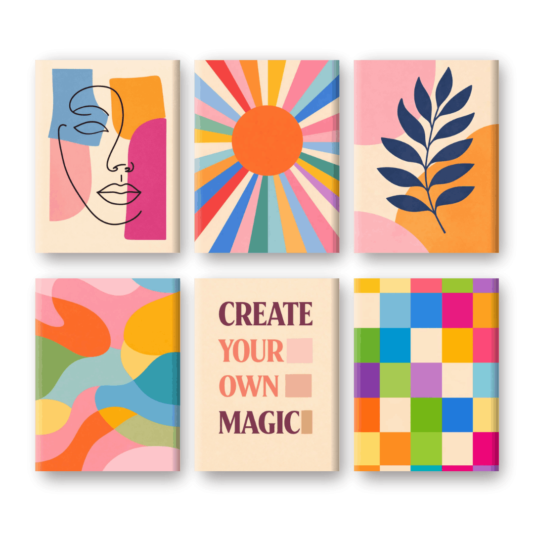 6 Mini Paintings - Colorful Balance Set