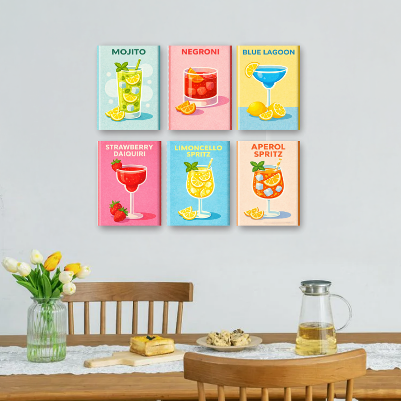 6 Mini Paintings - Cocktail Hour Collection