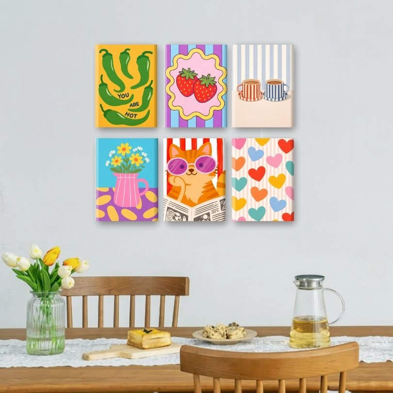 6 Mini Paintings - Colorful Mood Boost