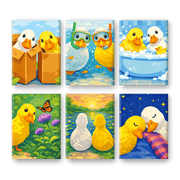 6 Mini Paintings - Whimsical Ducklings