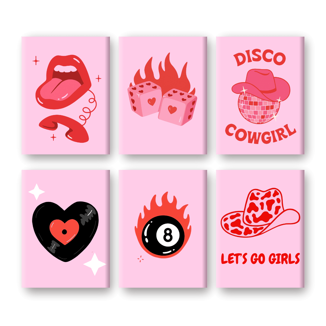 6 Mini Paintings - Disco Cowgirl Vibe