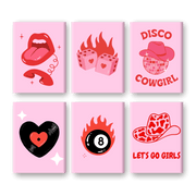 6 Mini Paintings - Disco Cowgirl Vibe