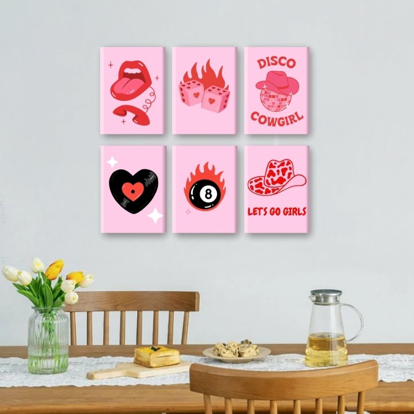 6 Mini Paintings - Disco Cowgirl Vibe
