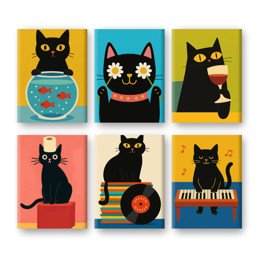 Whimsical Black Cat Fun