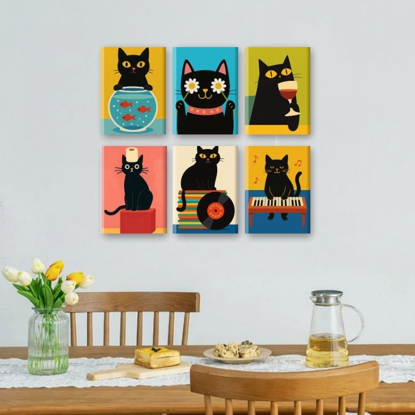 Whimsical Black Cat Fun