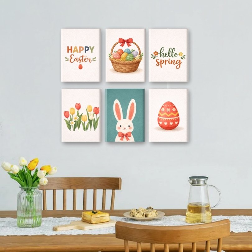 6 Mini Paintings - Easter Happiness