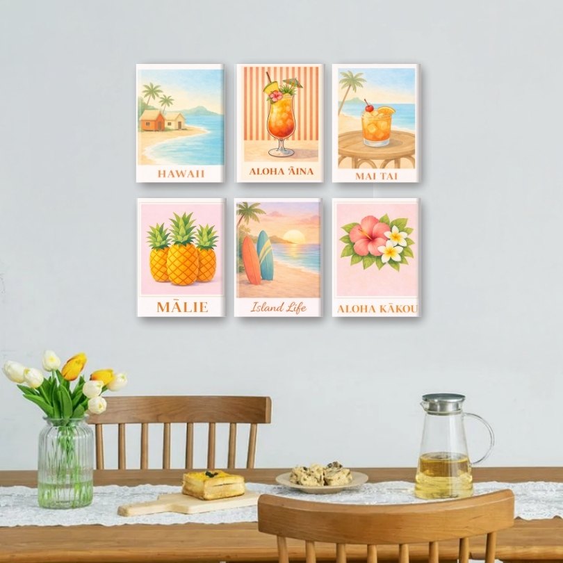 6 Mini Paintings - Hawaiian Paradise Vibes