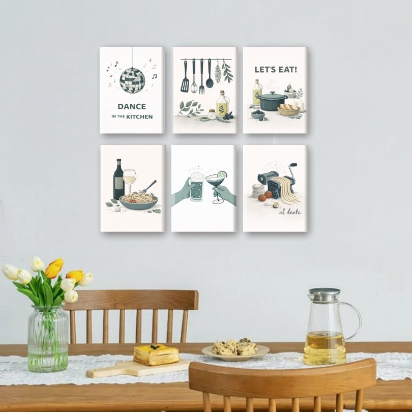 6 Mini Paintings - Kitchen Cheers
