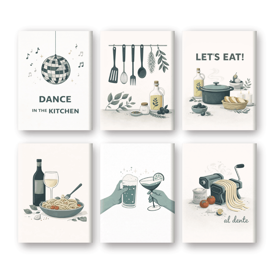 6 Mini Paintings - Kitchen Cheers