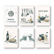 6 Mini Paintings - Kitchen Cheers