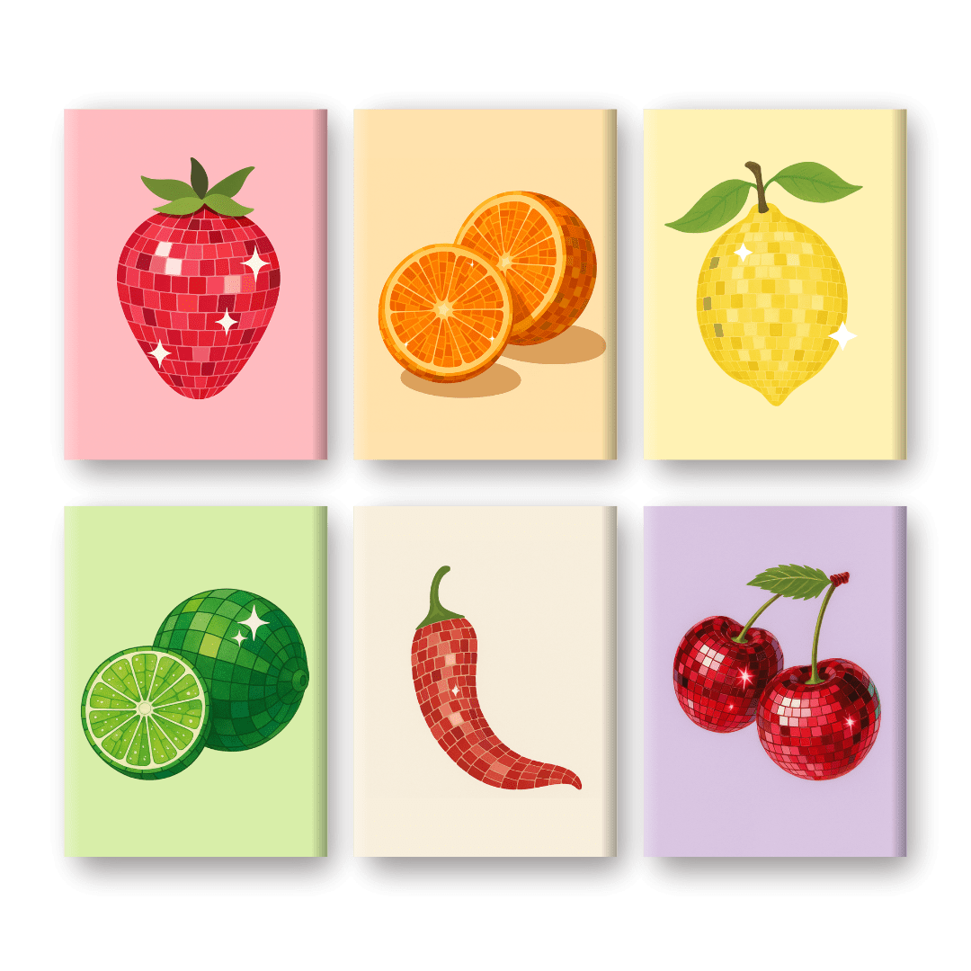 6 Mini Paintings - Vibrant Fruit Collection