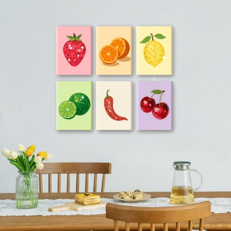 6 Mini Paintings - Vibrant Fruit Collection