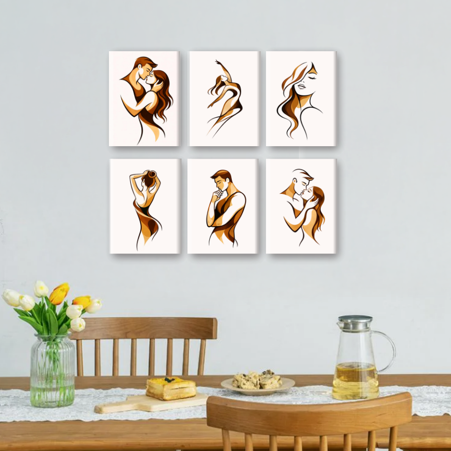 6 Mini Paintings - Tender Embrace Series