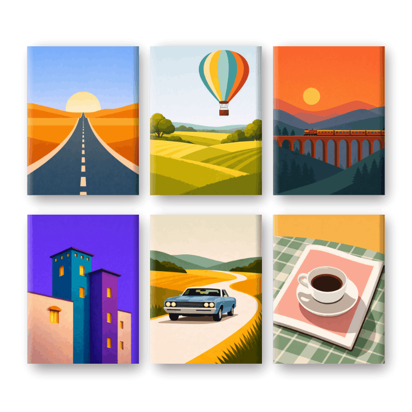 6 Mini Paintings - Sunset Dreams Set