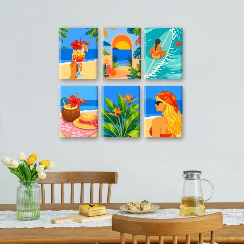 Tropical Beach Bliss: Mini Paintings