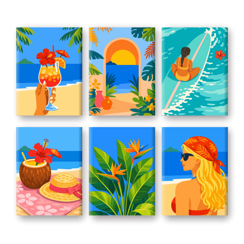 Tropical Beach Bliss: Mini Paintings