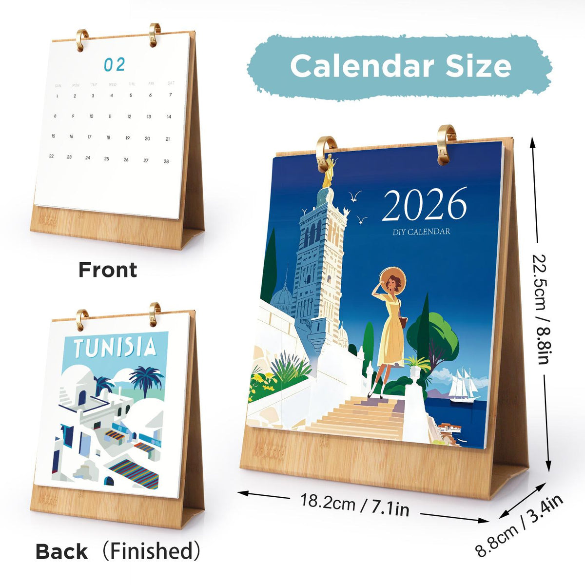 World Travel Scenic Desk Calendar 2026