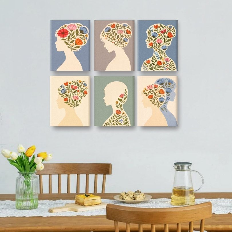 6 Mini Paintings - Mindful Blossoms