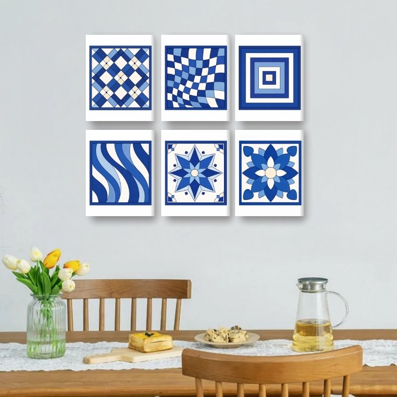 Delft Blue Patterned Tiles | Mini Set