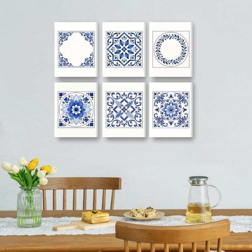 6 Mini Paintings - Delft Blue Charm