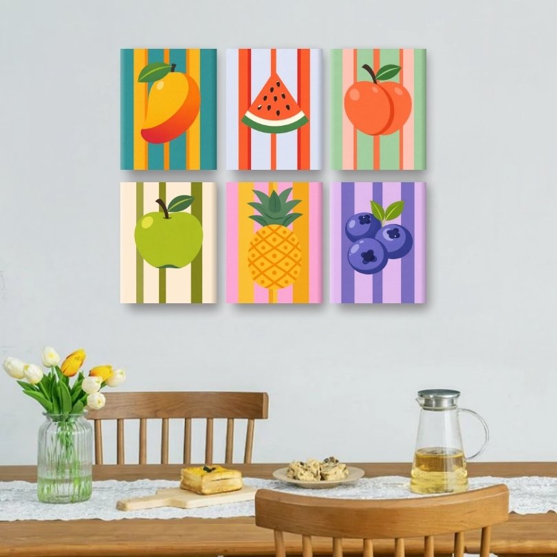 6 Mini Paintings - Juicy Fruit Fiesta