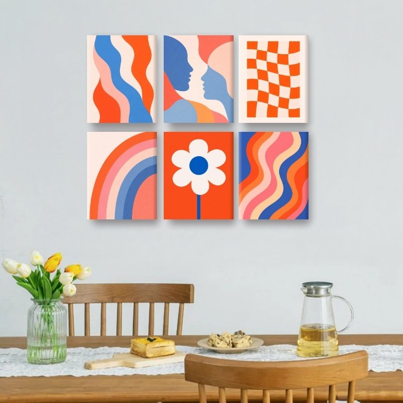 6 Mini Paintings - Retro Floral Vibes
